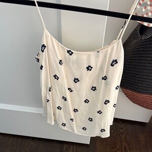 Reformation Cream and Black Floral Camisole